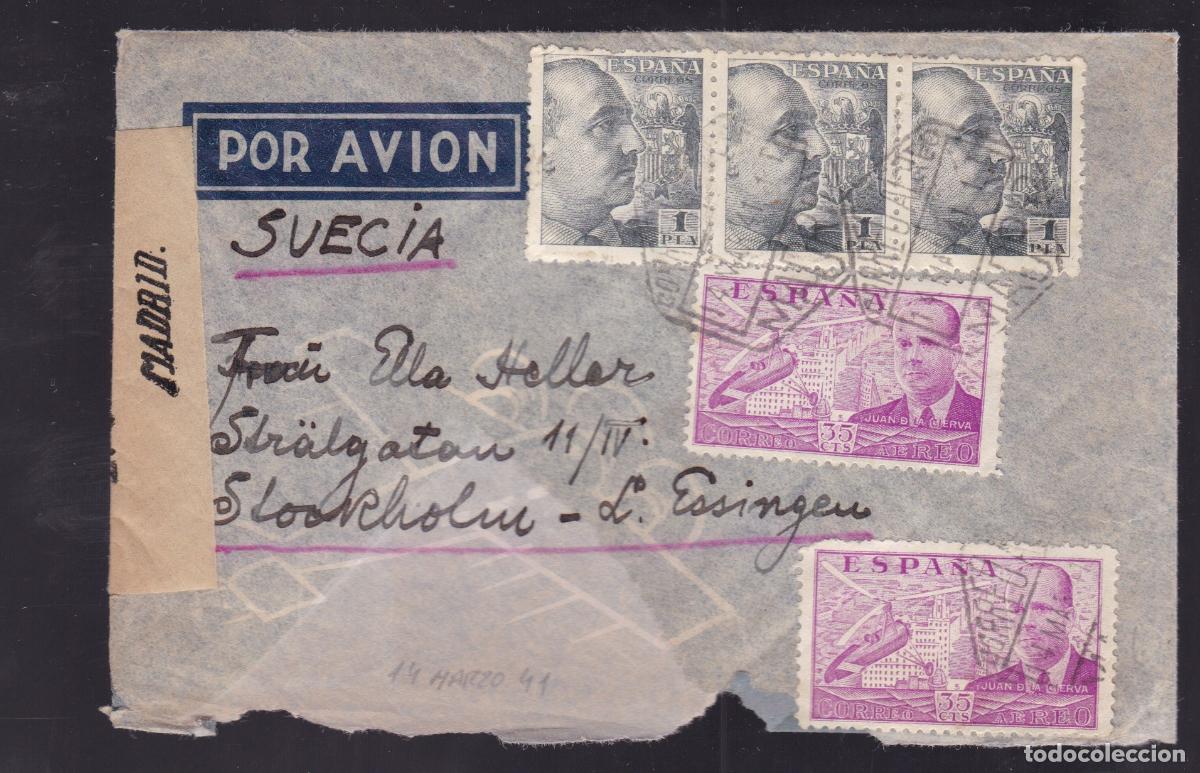 Sellos: HP3-7- Carta MADRID- SUECIA 1941. Censura