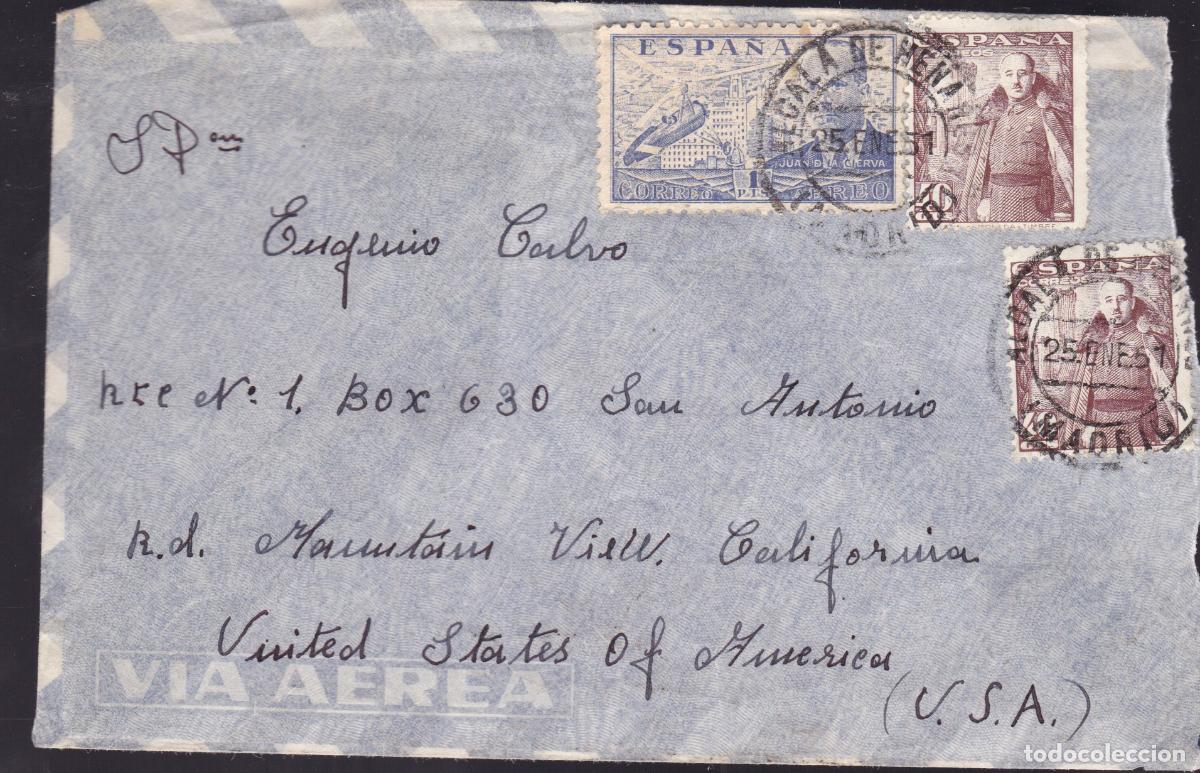 Sellos: HP3-7- Carta ALCALA DE HENARES- USA 1951.