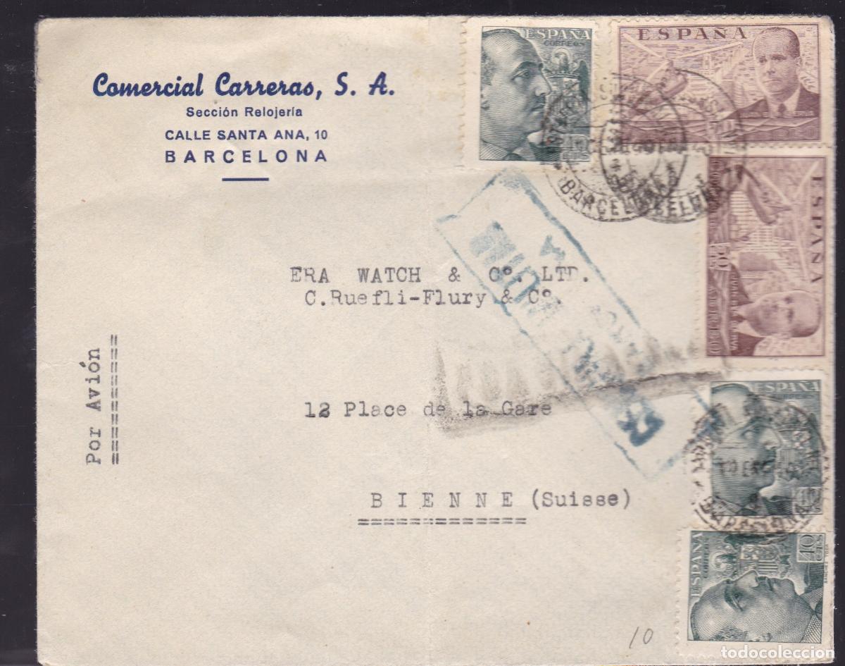 Sellos: HP3-7- Carta BARCELONA- SUIZA 1940. Censura