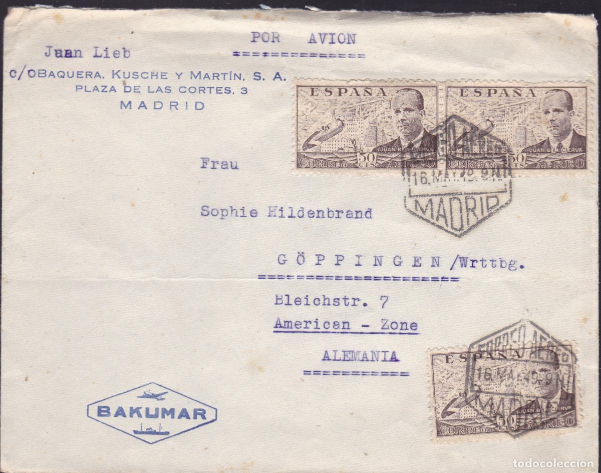 Sellos: HP3-10- Carta MADRID - ALEMANIA American Zone 1949