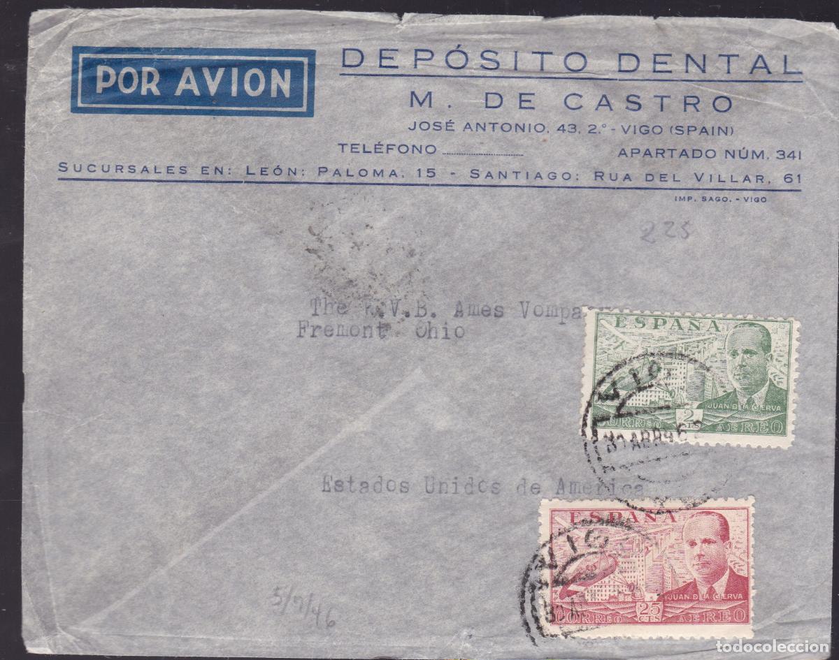 Sellos: HP3-12- Carta VIGO- USA 1946