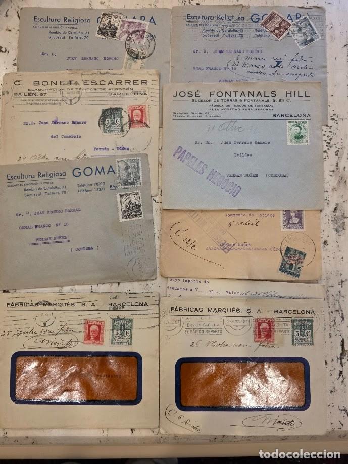 Sellos: 1932-1942 lote 8 cartas sobres Barcelona a C&oacute;rdoba. Varias con escritos comerciales