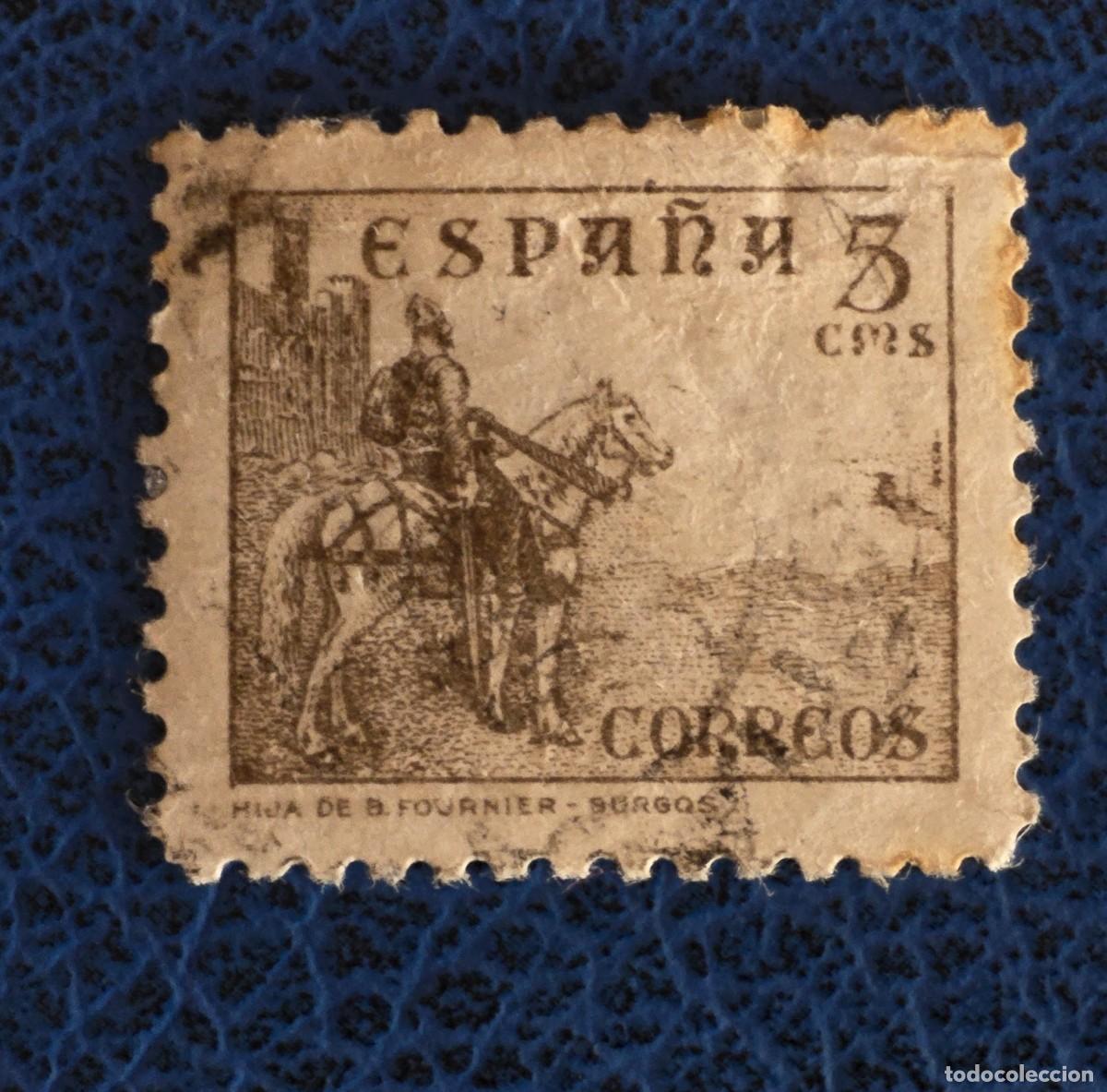Sellos: SELLO USADO ESPA&Ntilde;A 1937-EL CID CAMPEADOR 5 CENT litografiado por la imprenta Hija de B. Four