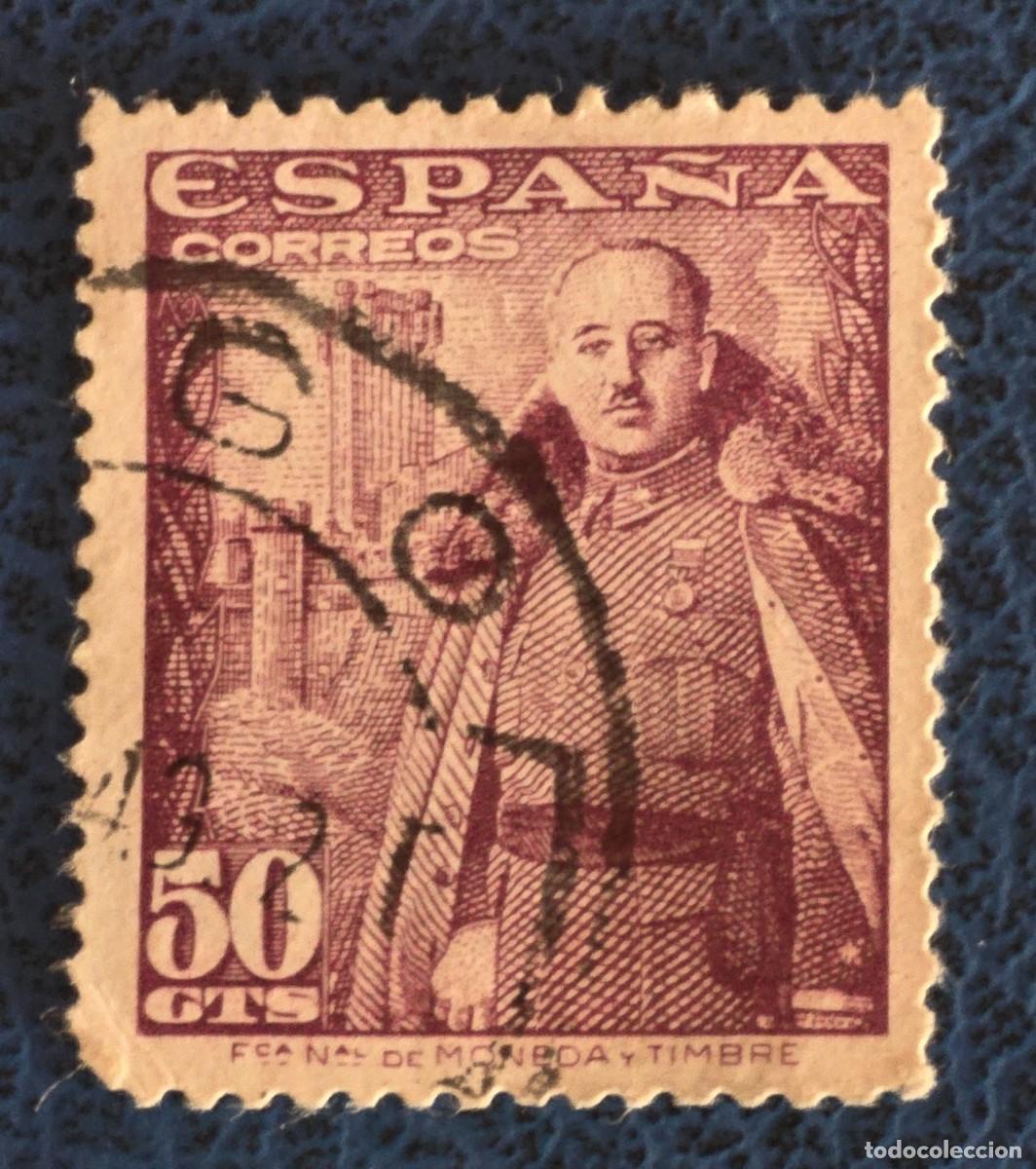 Sellos: ESPA&Ntilde;A 1948 General Franco y castillo de la Mota 50 C&eacute;ntimos