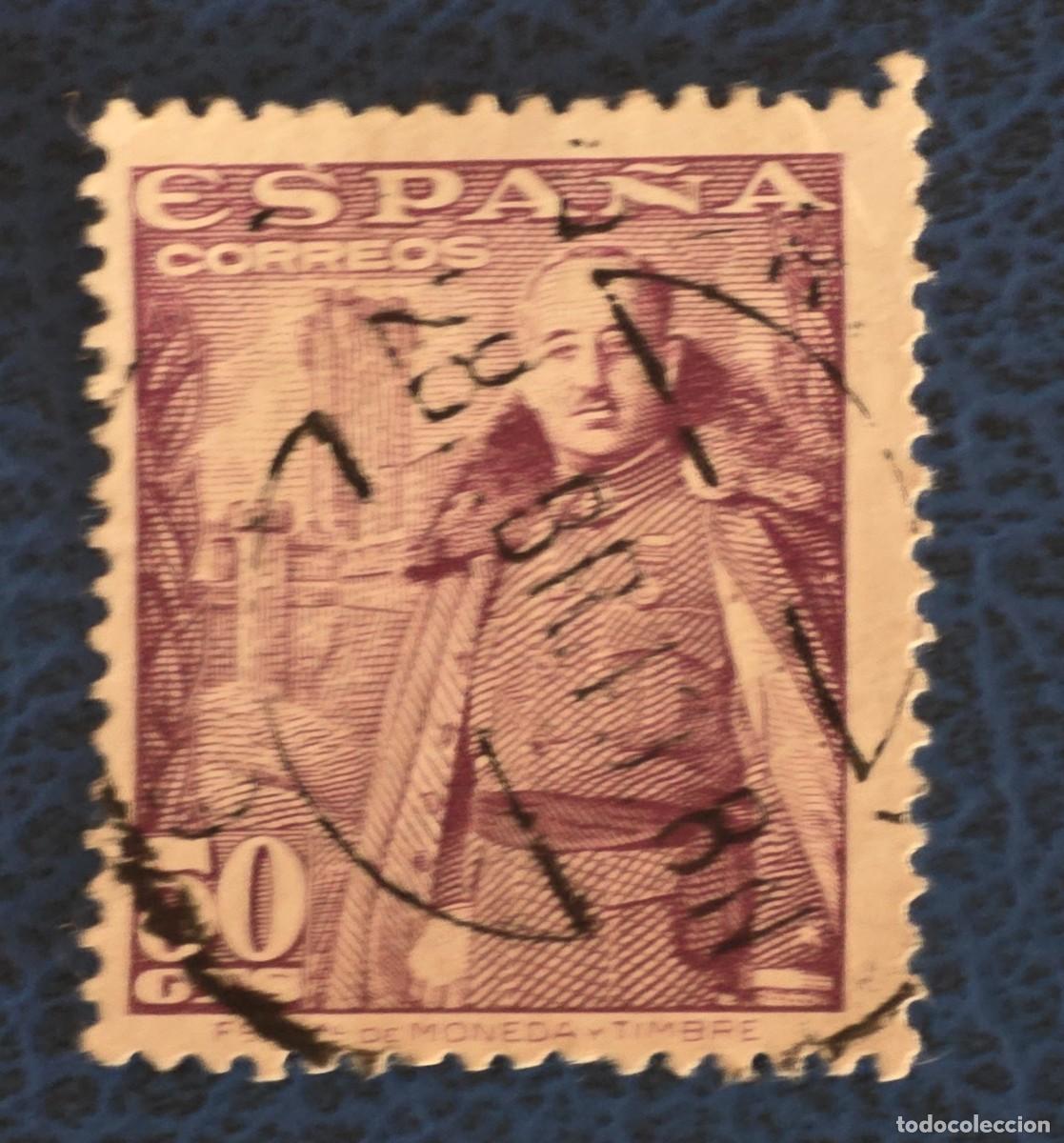 Sellos: ESPA&Ntilde;A 1948 General Franco y castillo de la Mota 50 C&eacute;ntimos
