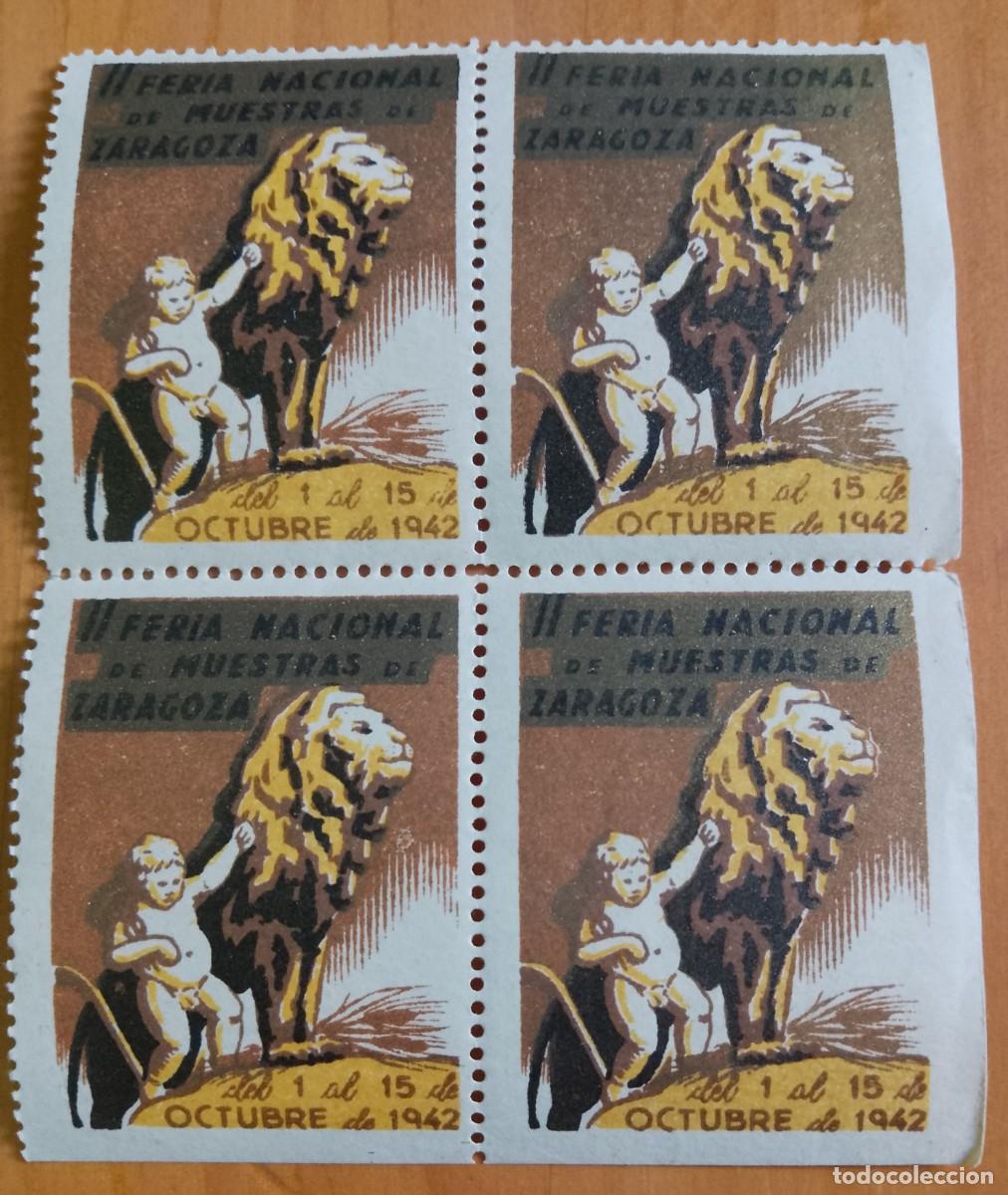 Sellos: TIRA - II FERIA NACIONAL DE MUESTRAS DE ZARAGOZA DEL 1 AL 15 DE OCTUBRE DE 1942