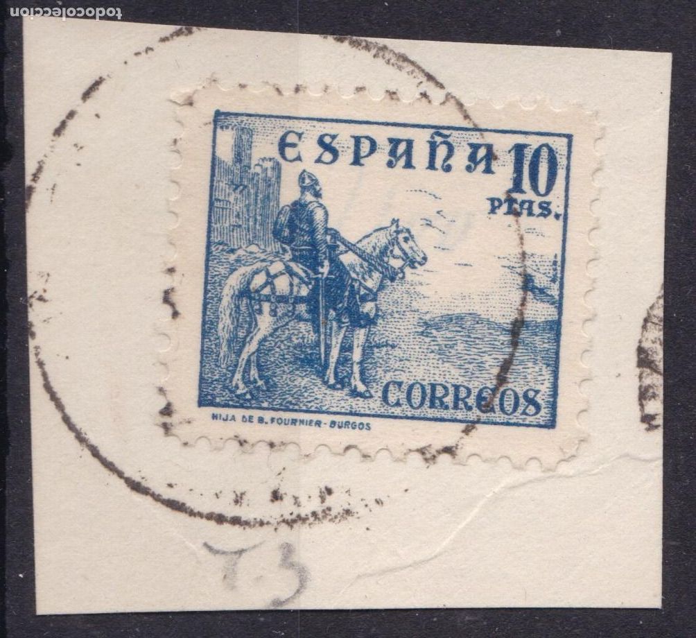 Francobolli: AA15-Cid 10 Ptas Edifil 831 Usado Sobre Fragmento. LUJO