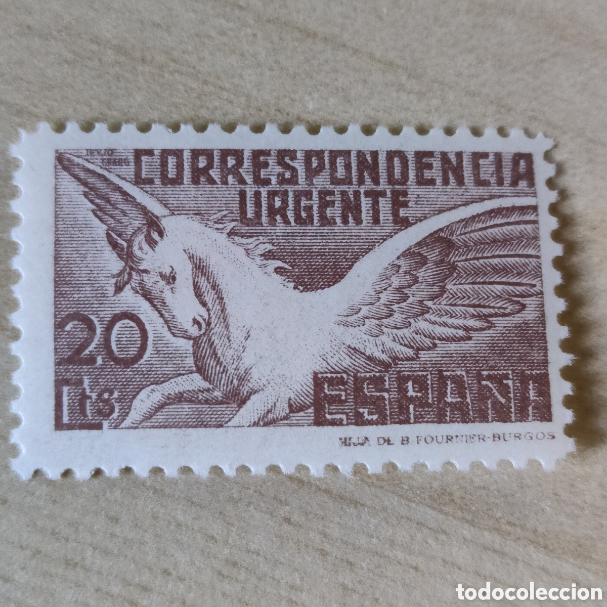 Sellos: Edifil 832 Pegaso 1937 pie imprenta MNH **