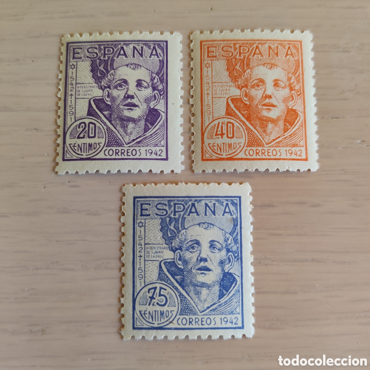 Sellos: SA1 Edifil 954 a 956 Centenario San Juan de la Cruz 1942 MNH**