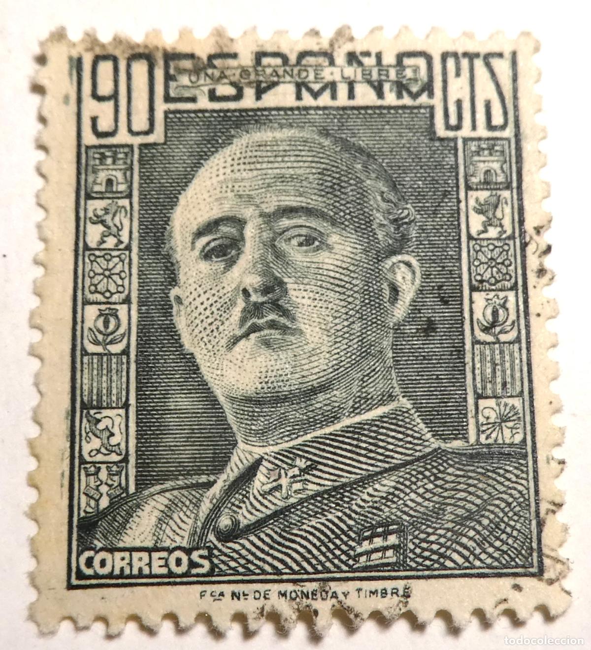 Sellos: Sello postal de Espa&ntilde;a 90 c&eacute;ntimos de 1949