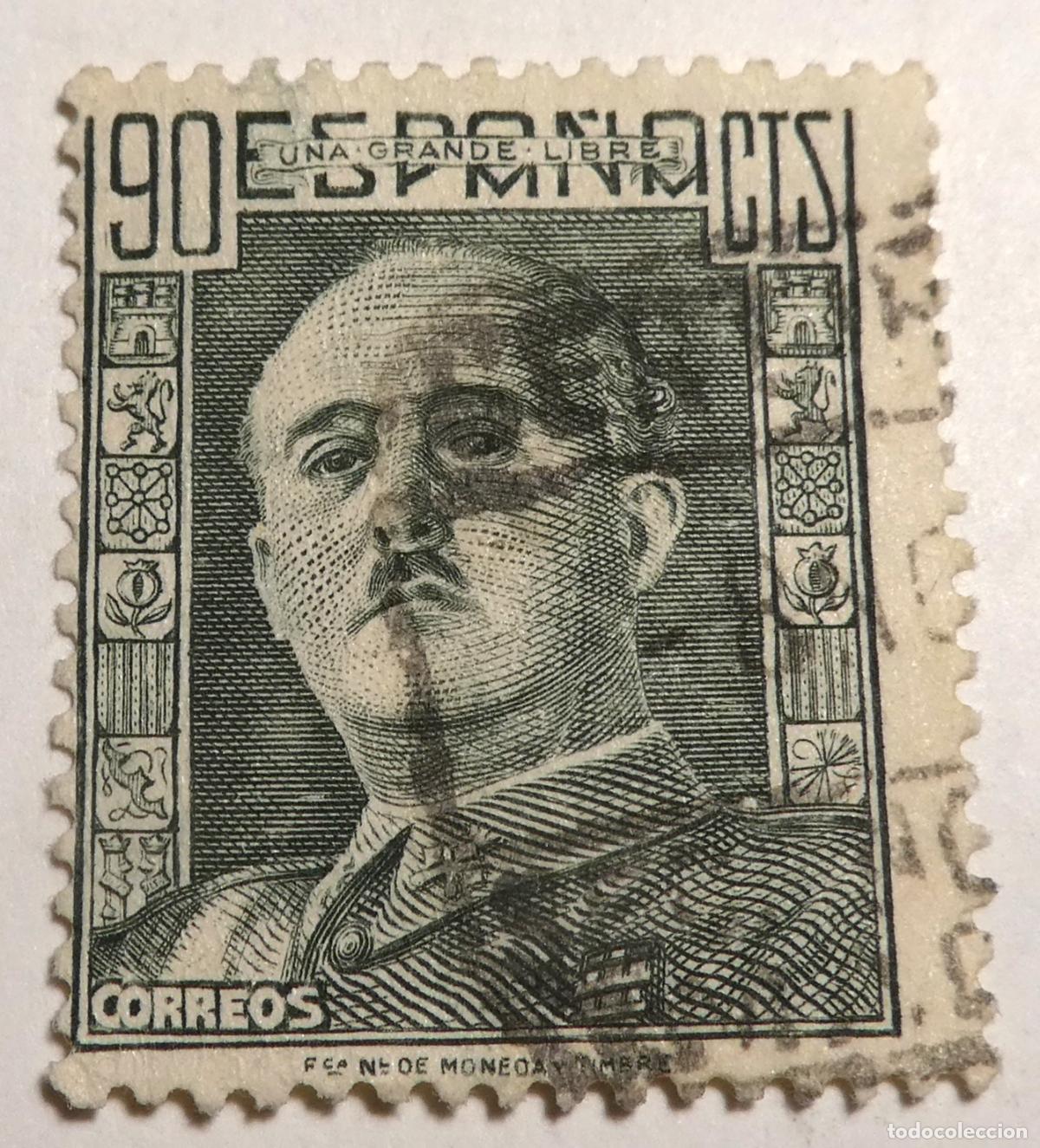 Sellos: Sello postal de Espa&ntilde;a 90 c&eacute;ntimos de 1949