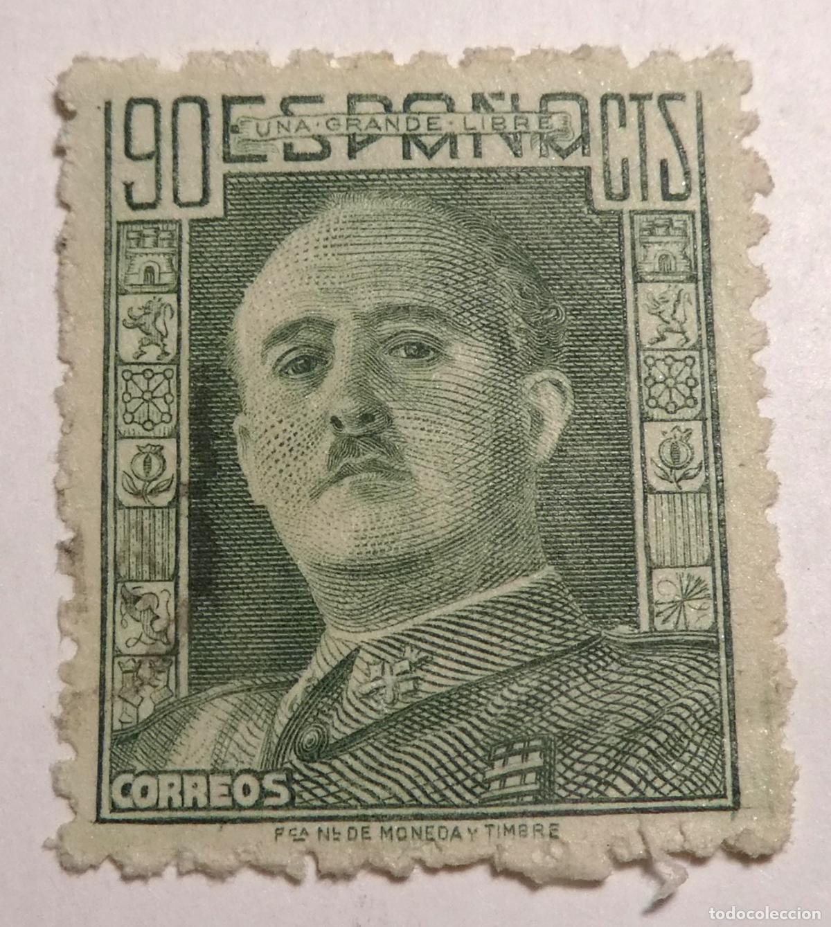 Sellos: Sello postal de Espa&ntilde;a 90 c&eacute;ntimos de 1949