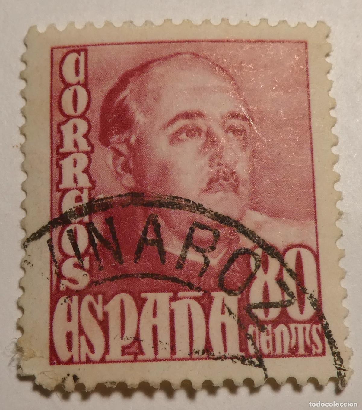 Sellos: Sello postal de Espa&ntilde;a 80 c&eacute;ntimos de 1948