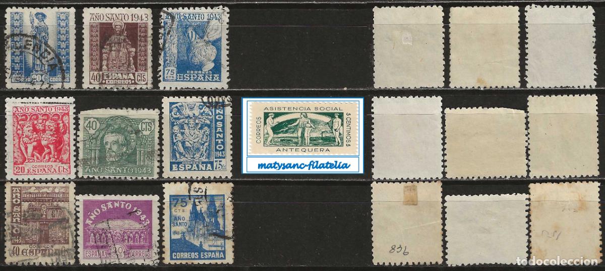 Sellos: ESPA&Ntilde;A 1943-1944. EDIFIL 961/969. SERIE INCOMPLETA &rdquo;A&Ntilde;O SANTO COMPOSTELANO&rdquo;. USADOS