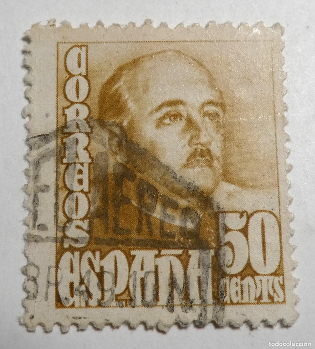 Sellos: Sello postal de 50 centimos 1948