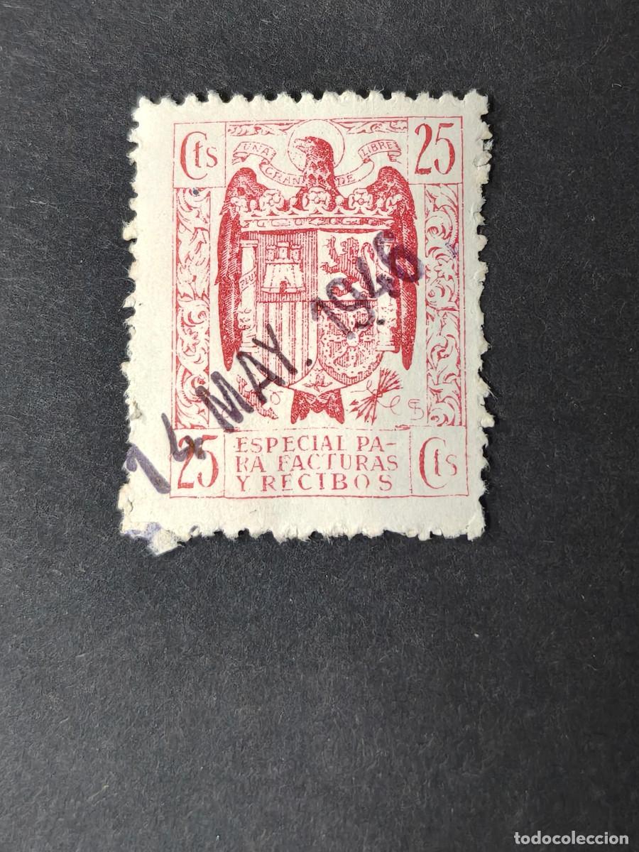 Sellos: Espa&ntilde;a sellos Taxas Timbres Recibos Facturas 25 cts a&ntilde;o 1939 sellos usados