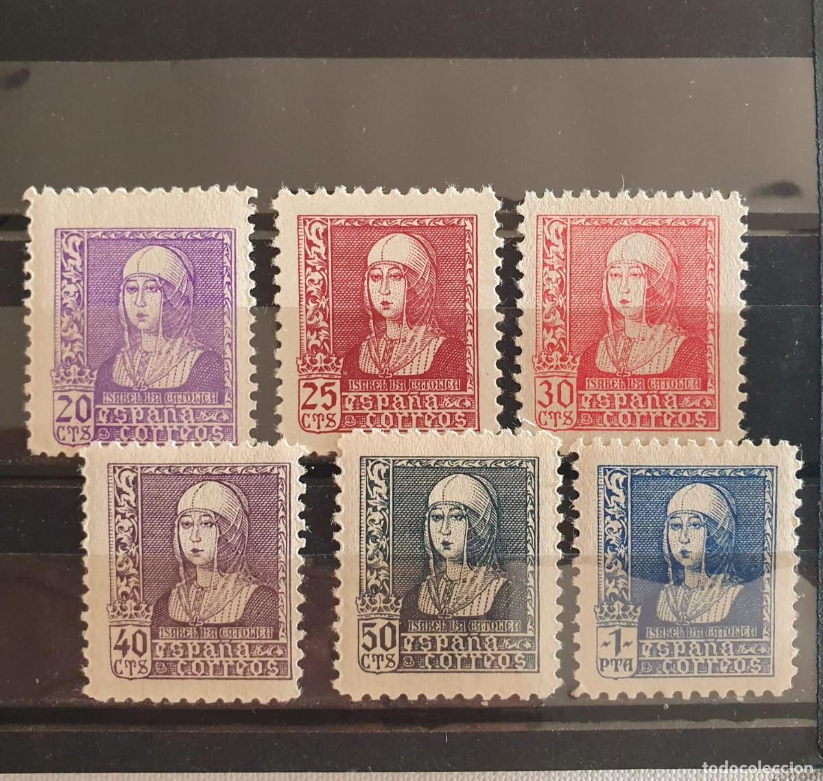 Sellos: EDIFIL 855 a 860 */** ISABEL CATOLICA ESPA&Ntilde;A 1938