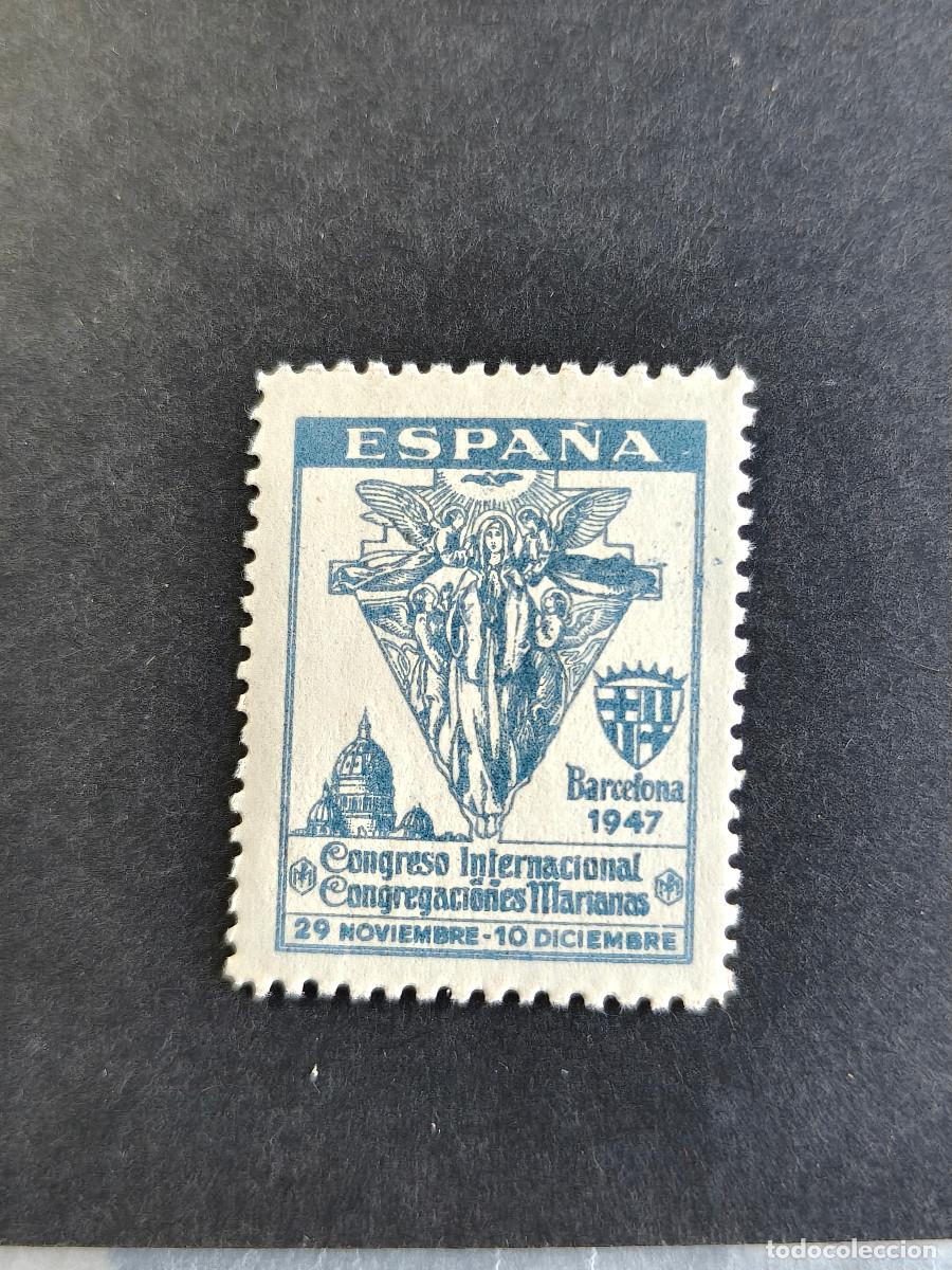 Sellos: Espa&ntilde;a sellos vi&ntilde;eta barcelona Congreso Jornadas Marianas a&ntilde;o 1947 sellos nuevos**