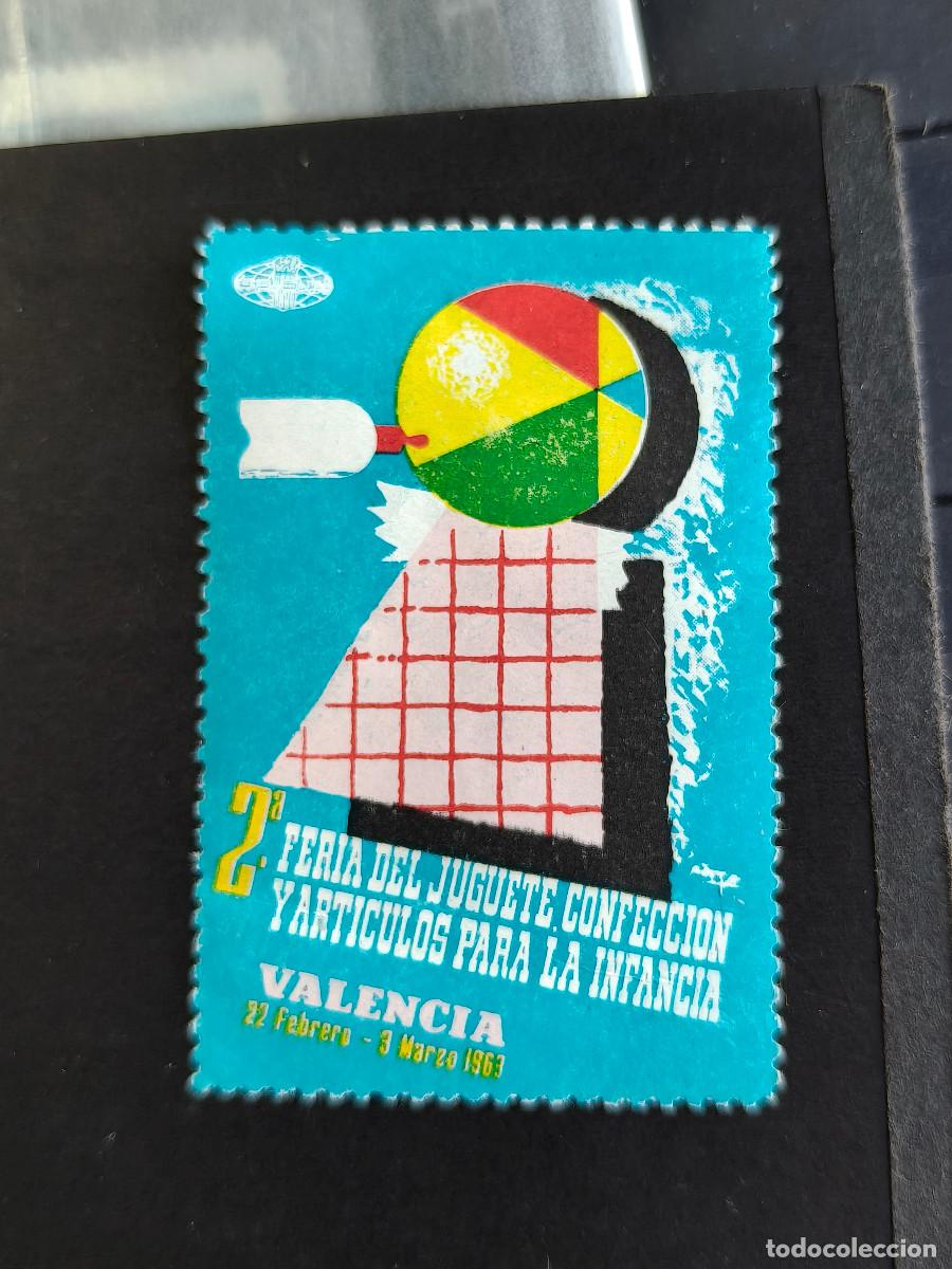 Sellos: Espa&ntilde;a sellos vi&ntilde;etas feria Valencia Juguete y confecci&oacute;n a&ntilde;o 1963 sellos usados
