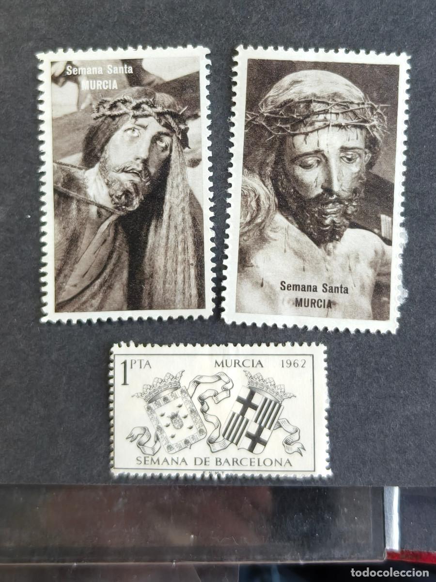 Sellos: Espa&ntilde;a lote 3 sellos vi&ntilde;etas Murcia Semana Santa a&ntilde;o 1962 sellos nuevos *