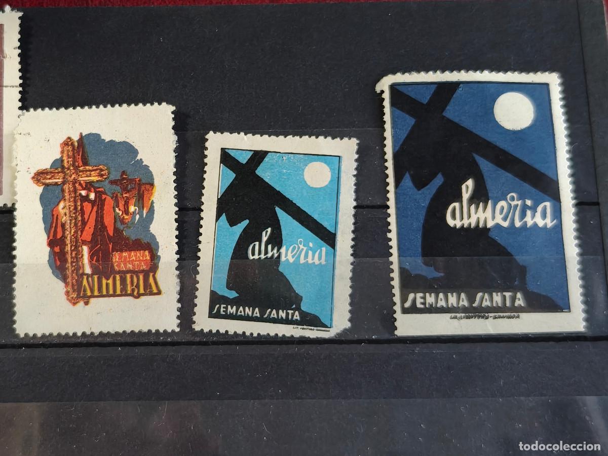 Sellos: Espa&ntilde;a lote 3 sellos vi&ntilde;etas Almeria Semana santa sellos nuevos * usados