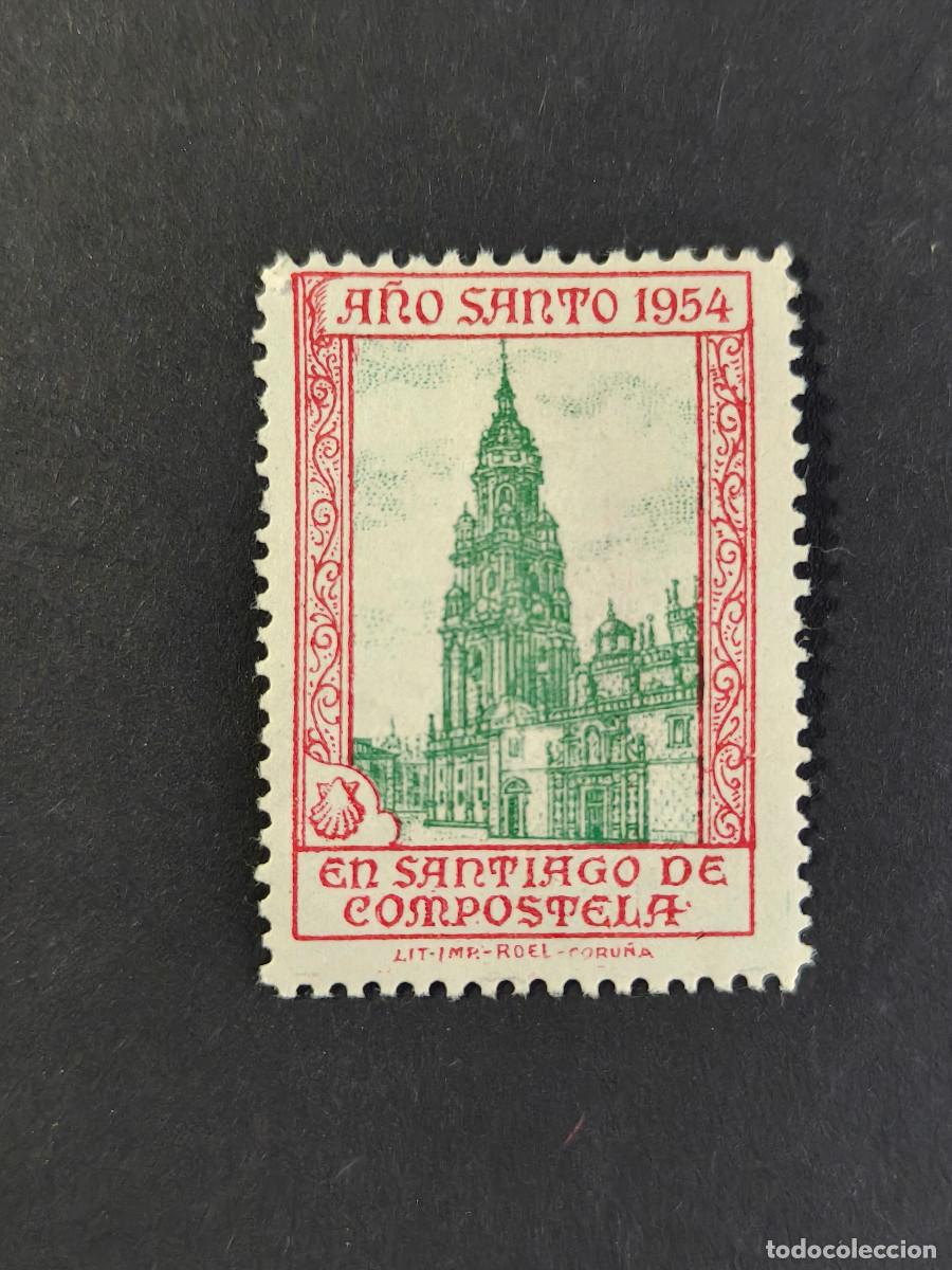 Sellos: Espa&ntilde;a sellos vi&ntilde;etas Santiago De Compostela a&ntilde;o santo 1954 sellos nuevos * usados