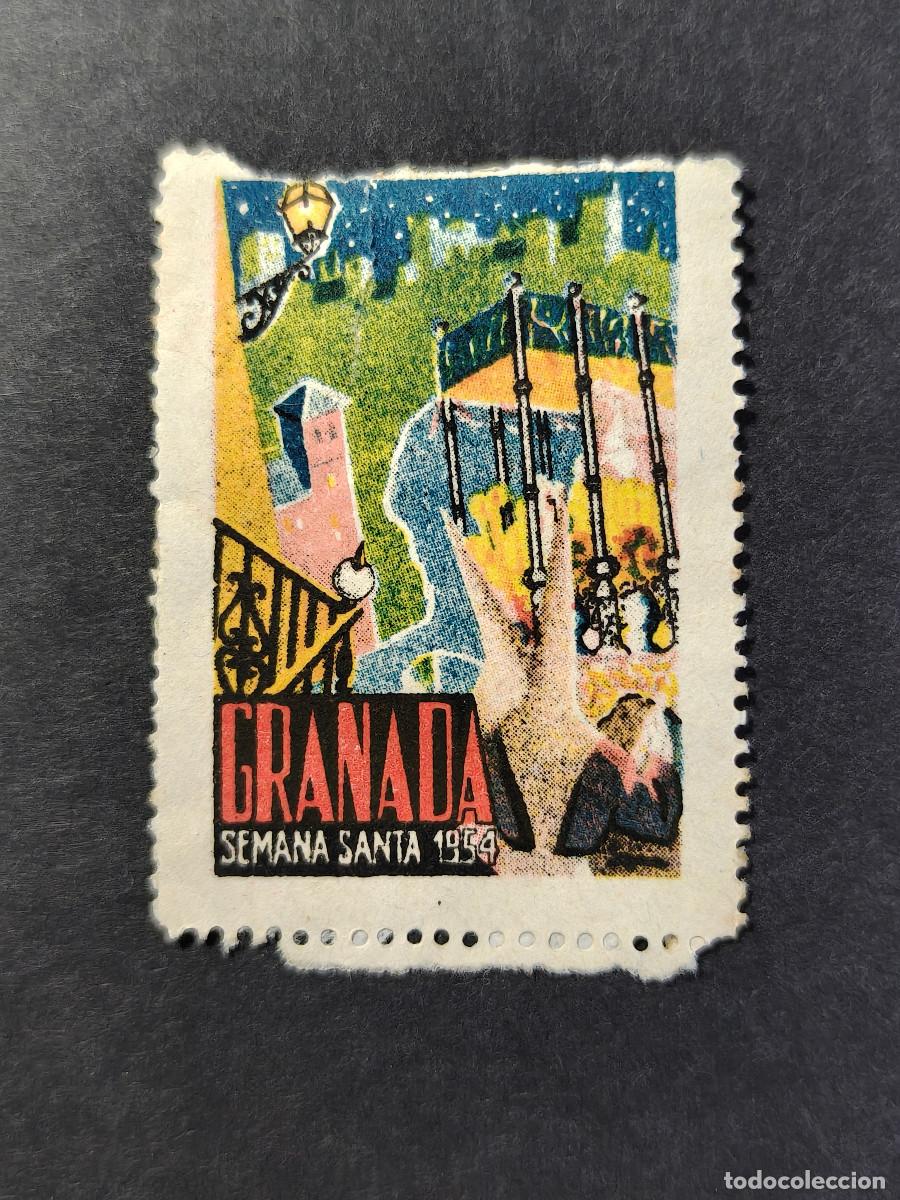 Sellos: Espa&ntilde;a sellos vi&ntilde;etas Granada semana Santa a&ntilde;o 1954 sellos nuevos * usados