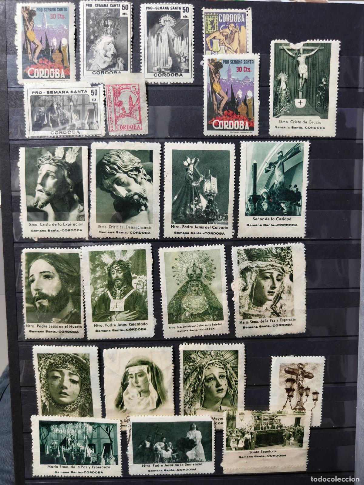 Sellos: Espa&ntilde;a lote 48 sellos vi&ntilde;etas Cordoba Resto Colecci&oacute;n lote muy escaso sellos nuevos * usados