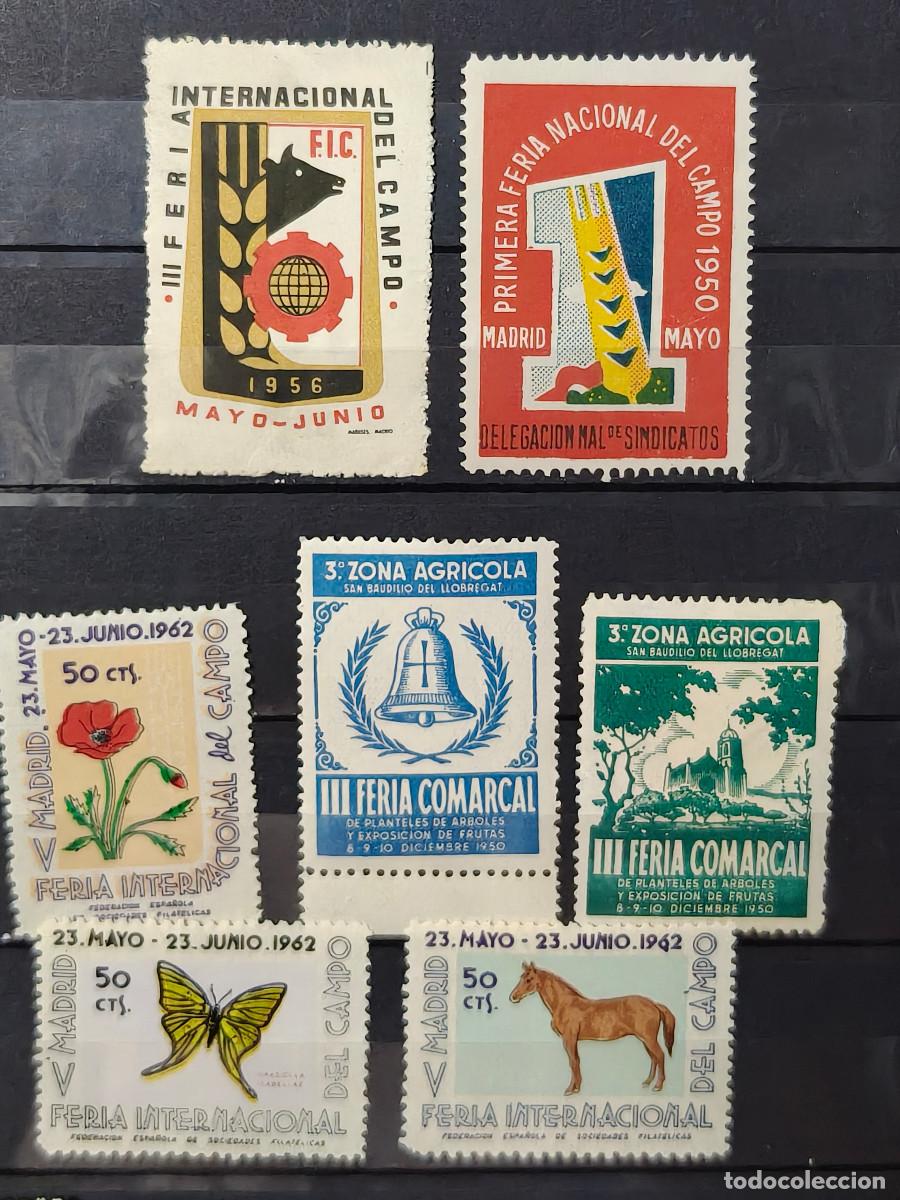 Sellos: Espa&ntilde;a lote 7 sellos vi&ntilde;etas Ferias Agricolas , San Baudilio Madrid Colecci&oacute;n sellos nuevos * usados