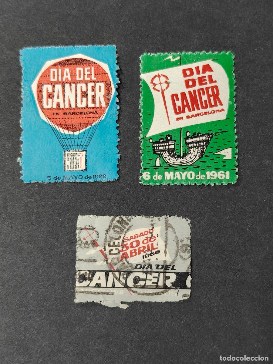 Sellos: Espa&ntilde;a 3 sellos vi&ntilde;etas Dia Del Cancer Barcelona sellos nuevos *, usados