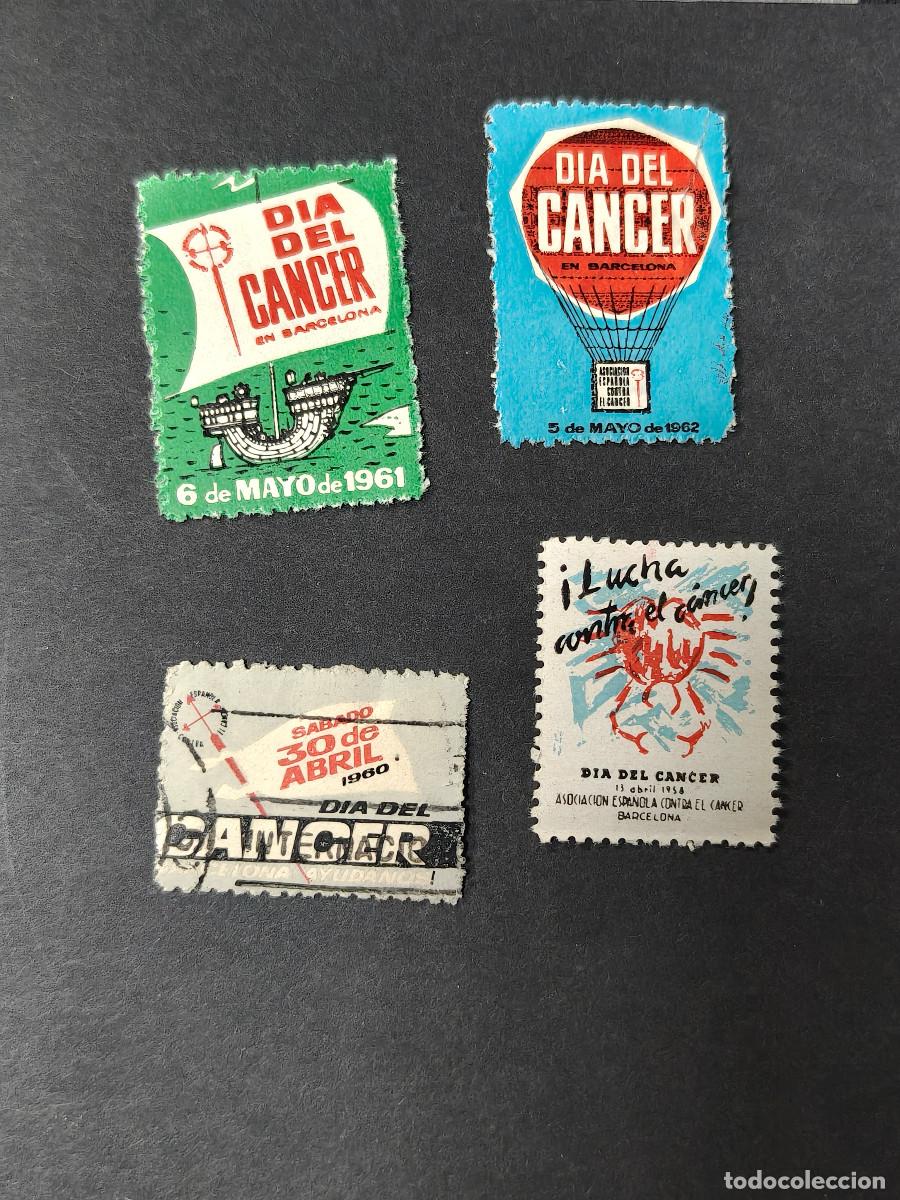 Sellos: Espa&ntilde;a 4 sellos vi&ntilde;etas Dia Del Cancer Barcelona sellos nuevos *, usados