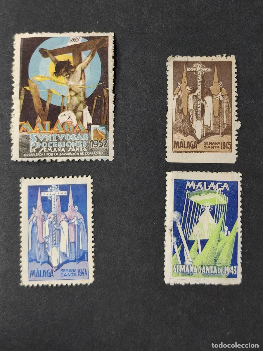 Sellos: Espa&ntilde;a 4 sellos vi&ntilde;etas Malaga Semana Santa sellos nuevos *, usados