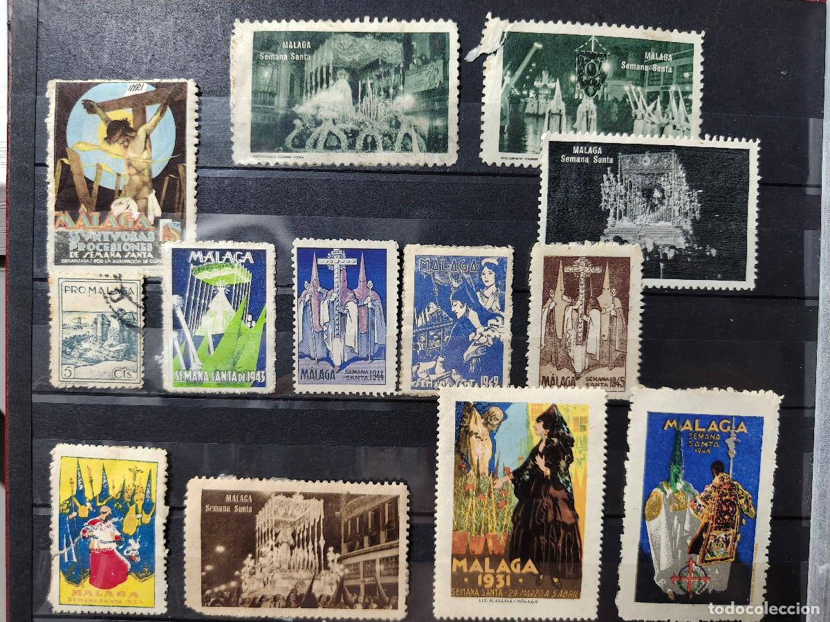 Sellos: Espa&ntilde;a 13 sellos vi&ntilde;etas Malaga Semana Santa sellos nuevos *, usados