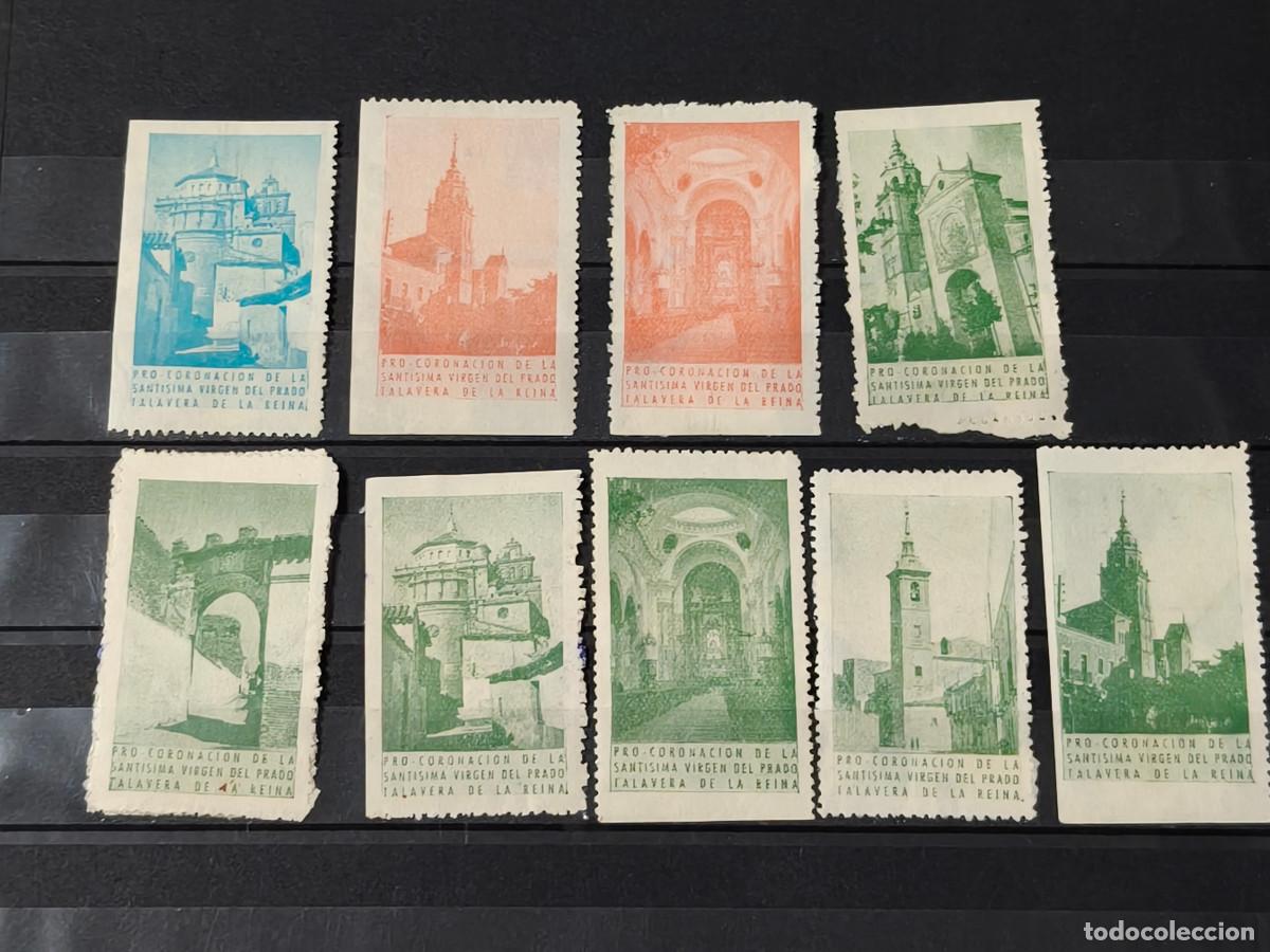 Sellos: Espa&ntilde;a lote 9 sellos Vi&ntilde;etas talavera de la Reina Resto Colecci&oacute;n Sellos usados