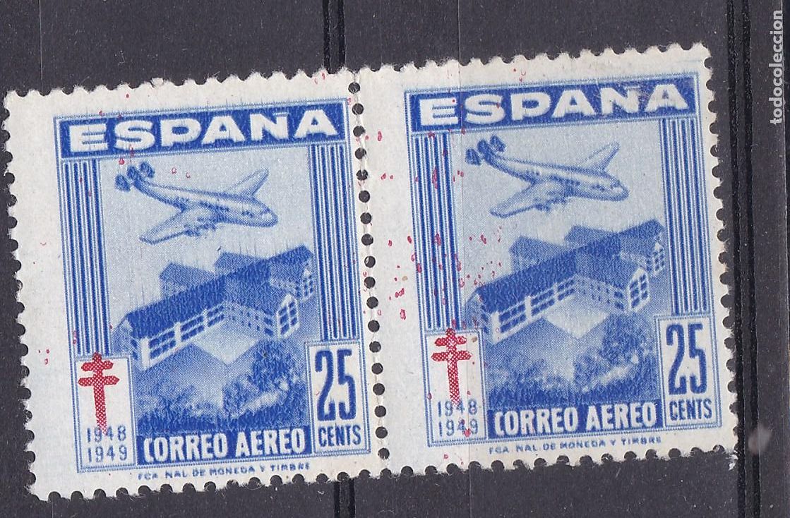 Sellos: SS6-TUBERCULOSOS 1948 A&eacute;reo PAREJA ** Sin Fijasellos VARIEDAD