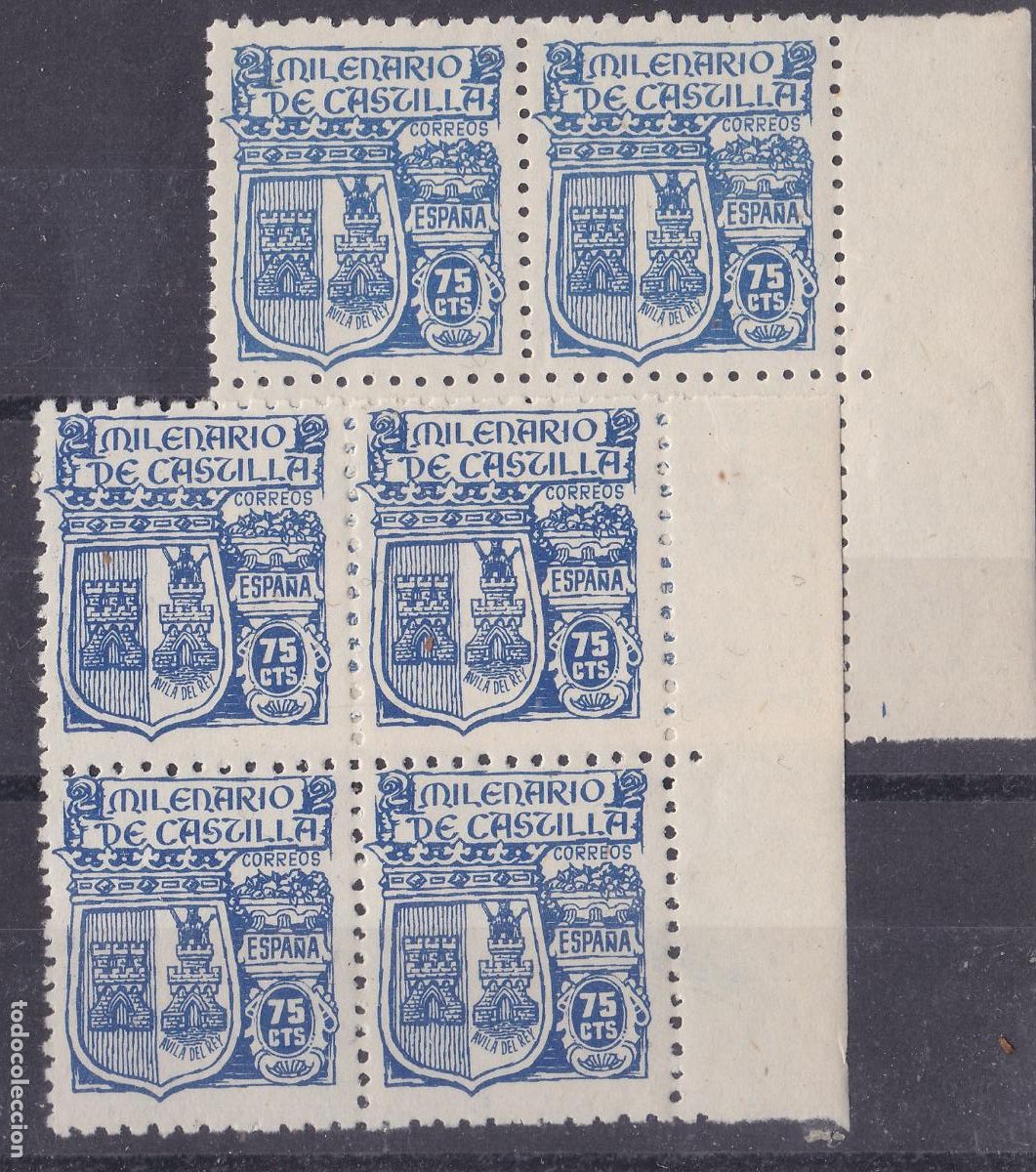 Sellos: FC-152- Milenario Castilla Edifil 976 Bloques de 4 VARIEDAD COLOR ** Sin Fijasellos LUJO + 100 euros