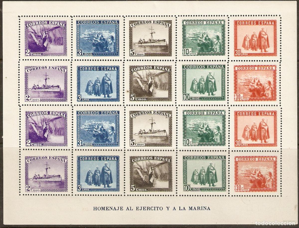 Timbres: 1938 HOJITA EJERCITO Y MARINA EDIFIL 849* CON FIJASELLOS