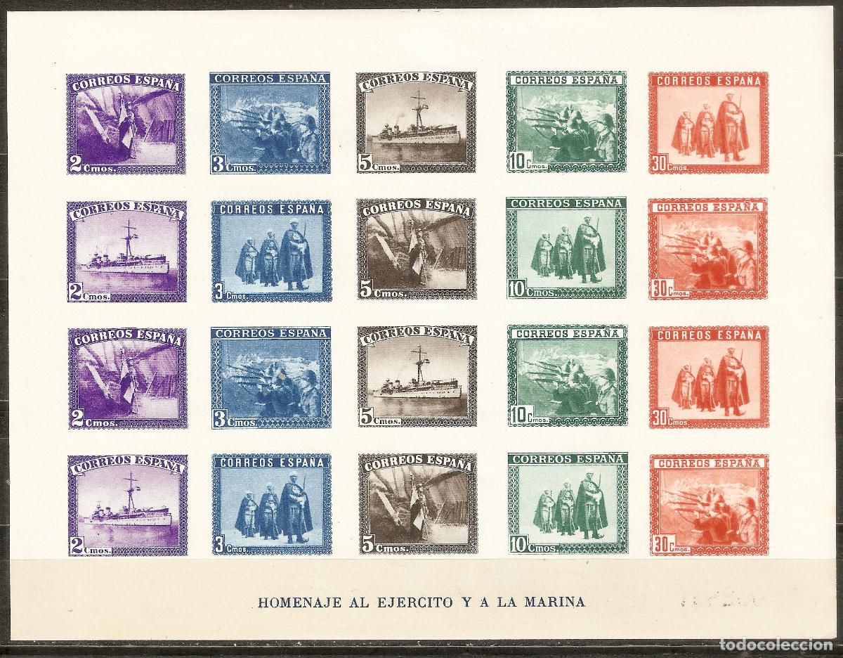 Briefmarken: 1938 HOJITA EJERCITO Y MARINA EDIFIL 850** SIN FIJASELLOS SIN DENTAR