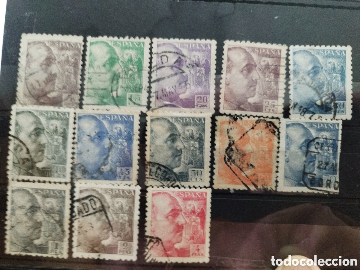 Sellos: Edifil 919, 922-930, 932 y 933 Espa&ntilde;a 1940 1945 General Franco Dentado Grueso