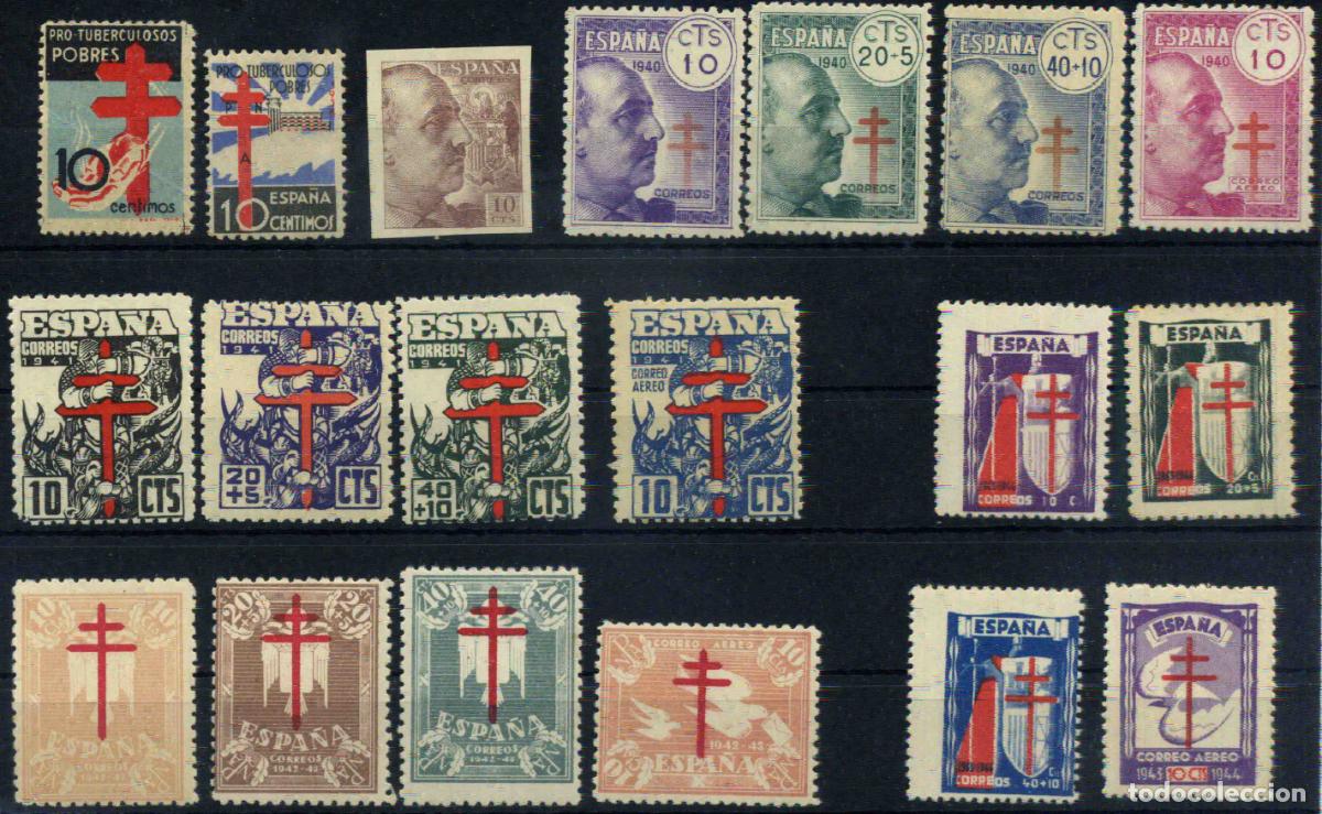 Sellos: Espa&ntilde;a - 1937-1943 Lote de series de sellos pro tuberculosos