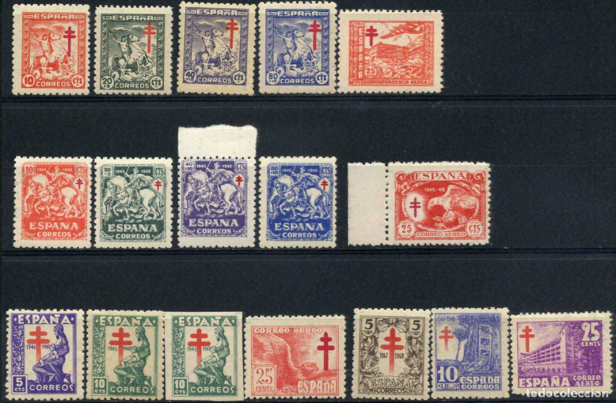 Sellos: Espa&ntilde;a - 1944-1947 Lote de series de sellos pro tuberculosos