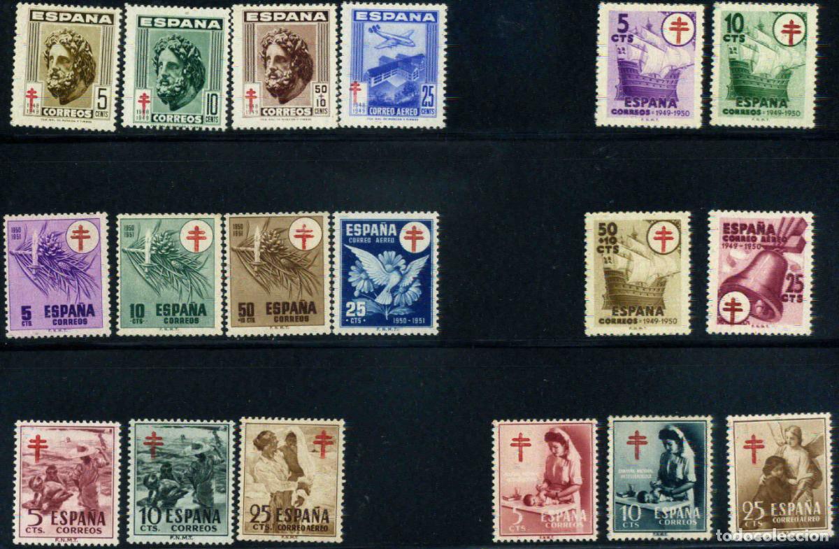 Sellos: Espa&ntilde;a - 1948-1953 Lote de series de sellos pro tuberculosos