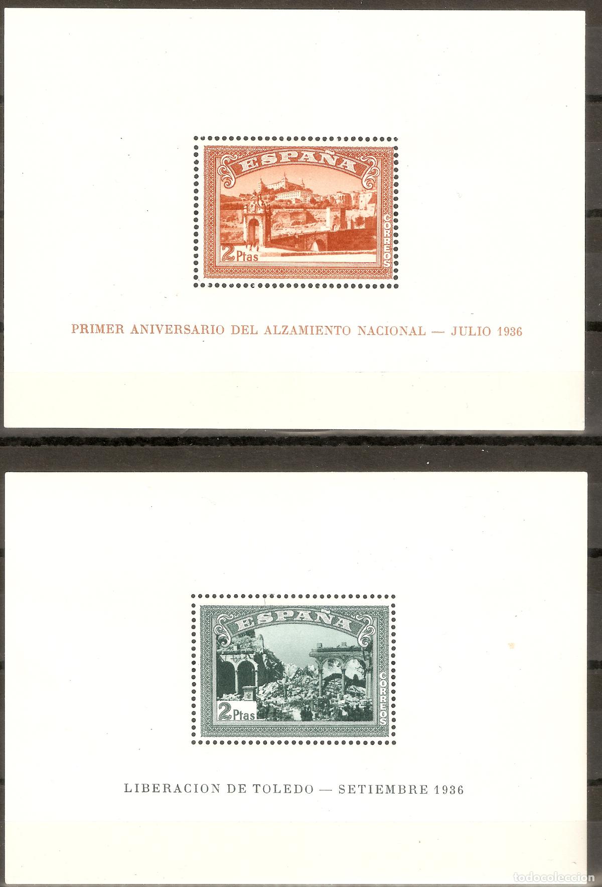Sellos: 1937 HOJITAS ALZAMIENTO NACIONAL EDIFIL 836/7* CON FIJASELLOS