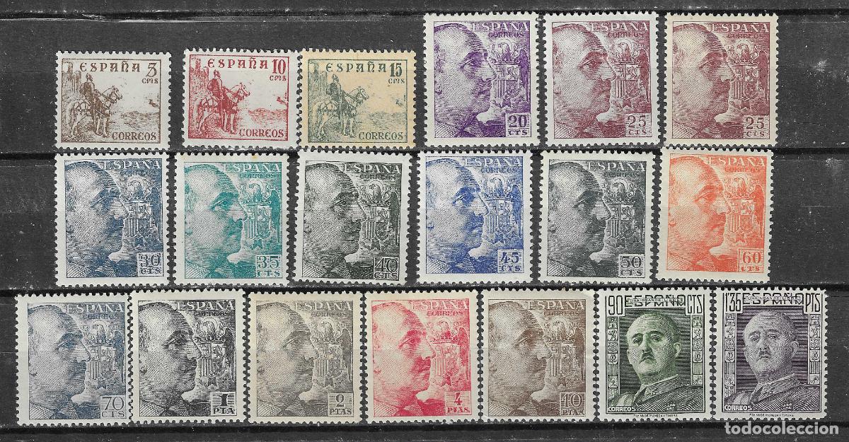 Briefmarken: 1949 FRANCO DENTADO FINO EDIFIL 1044/1** SIN FIJASELLOS CON 1048A**