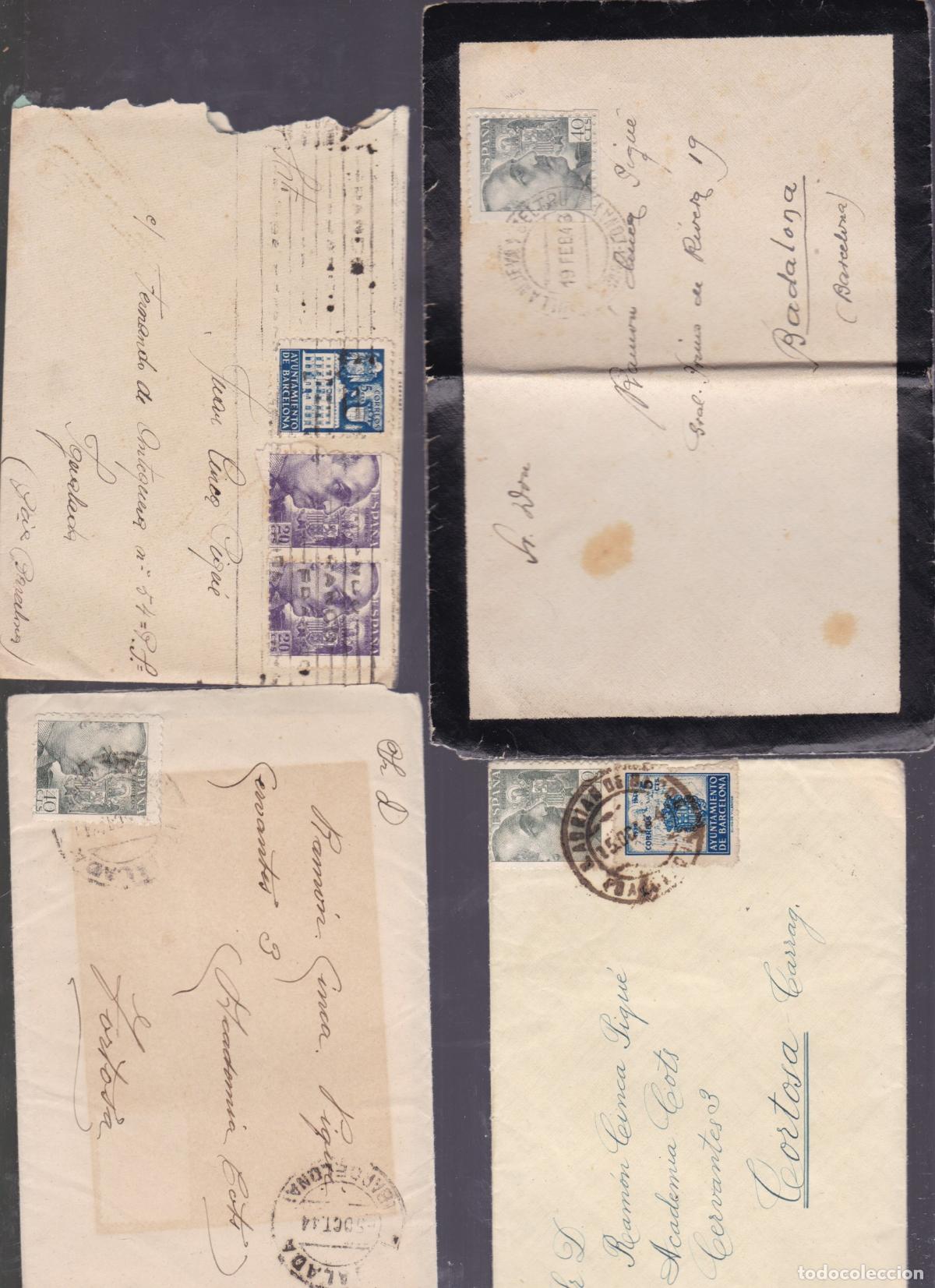 Sellos: F6-31-Estado ESPA&Ntilde;OL Lote 7 Cartas Con Sellos Ayt&ordm; BARCELONA (5) . Con Texto