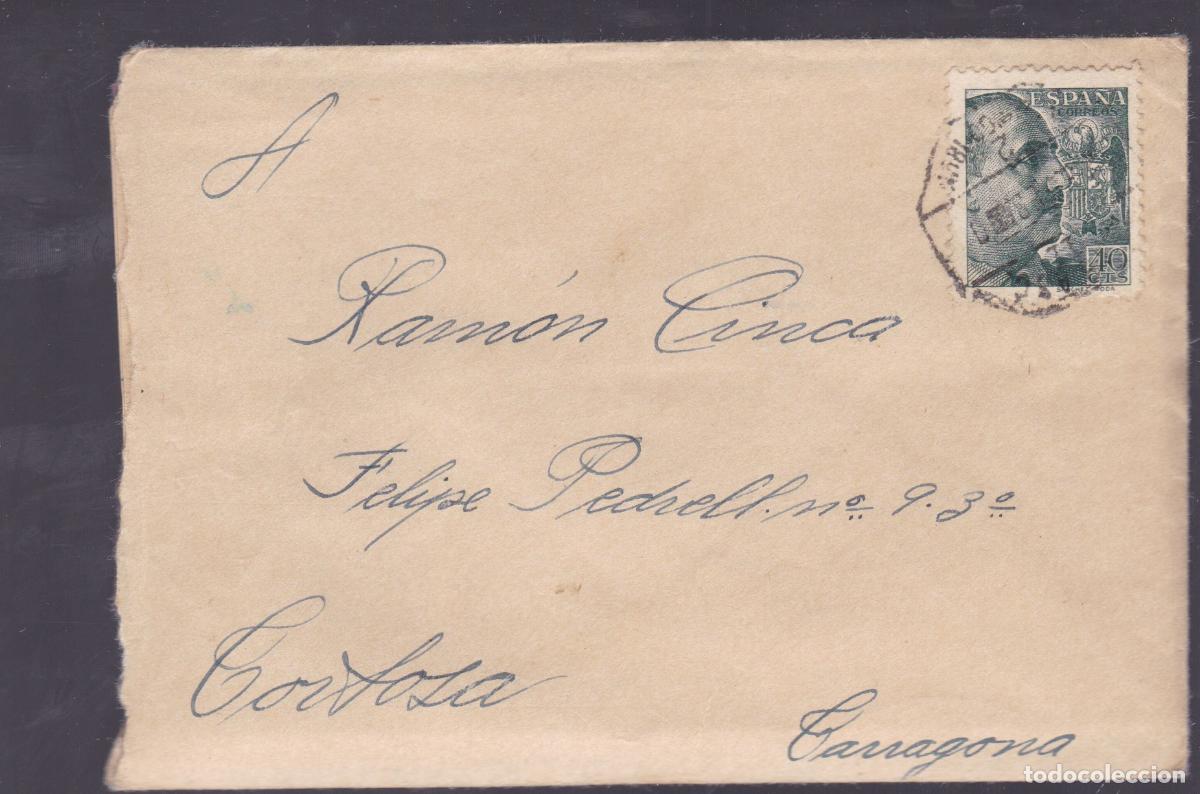 Sellos: F6-34-Carta Rgt&ordm; Fortificacion OYARZUN- TORTOSA 1940. Ambulante 2 ELIZONDO-IRUN. Con Texto