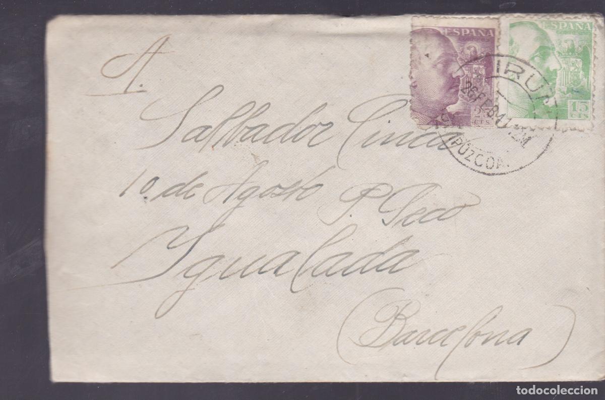 Sellos: F6-56-Carta Regt&ordm; Fortificaci&oacute;n IRUN- IGUALADA . 1941. Con Texto