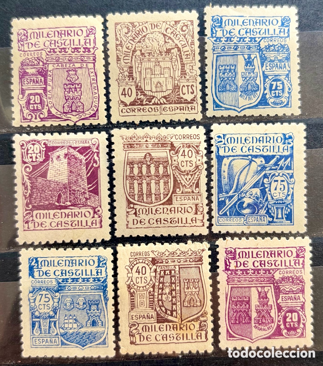 Sellos: Sellos Espa&ntilde;a 1944. Milenario de Castilla. Edifil 974-982**
