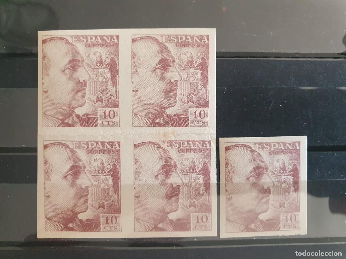 Briefmarken: EDIFIL 888 ** FRANCO SIN DENTAR ESPA&Ntilde;A 1939 bloque 4 + sencillo