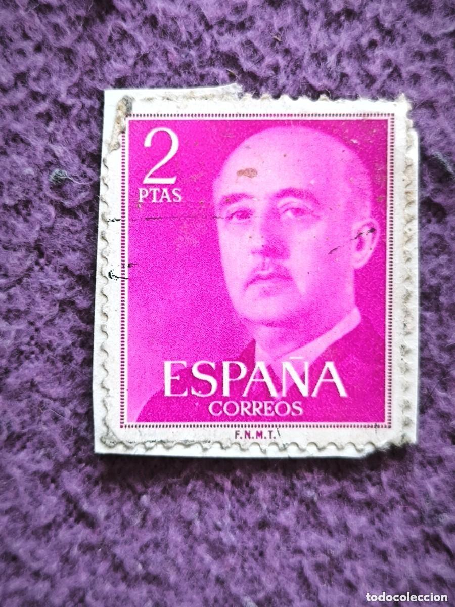 Stamps: Sello Espa&ntilde;a 2 Pesetas General Franco Cl&aacute;sico Filatelia Coleccionismo